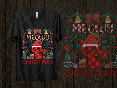 Meowy Christmas T-Shirt Design