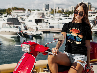 SUNSET BEACH CALIFORNIA T-SHIRT DESIGN tee