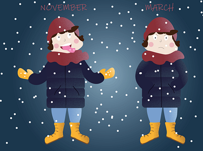 winter ai angry cartoon coat cute design emotions girl happy illustration illustrator snow vector winter winter is coming winteriscoming woman