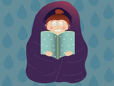 cocoon ai blanket book cartoon chill comfy cozy design girl illustration illustrator rainy reader vector