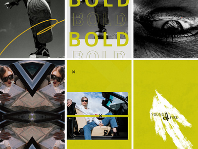 Young & Free bold branding design designboard gold graphic design motion graphics youth