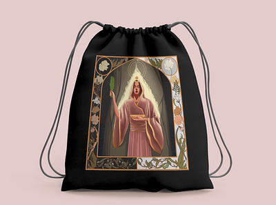 Illustration for drawstring bag