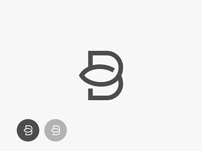 B leaf design flat icon logo minimal typography vector