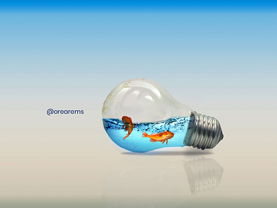 Fish In A Bulb Photoshop Manipulation