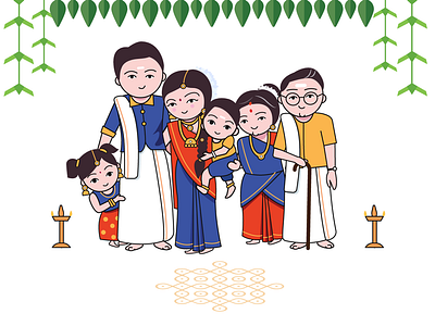 South Indian Family design family illustration india invitation south india traditional
