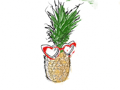 Fuzzy pineapple art illustration pop