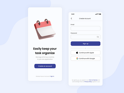 Productivity App - Sign up Page - Daily UI 001 app design graphic design ui ux