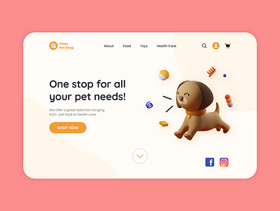 Online Pet Shop - Landing Page - Daily UI 003 design graphic design illustration ui ux