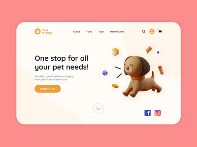Online Pet Shop - Landing Page - Daily UI 003 design graphic design illustration ui ux