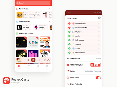 Pocket Cast App Redesign app cast design figma interaction design pocket podcast product design ui ux
