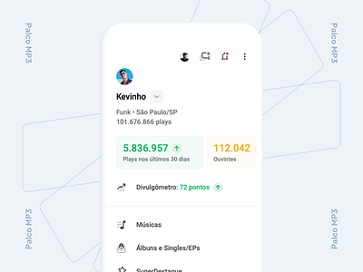 Palco MP3 | Menu album app artist manager music music app profile ui
