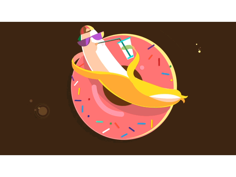Summer Banana chilling animation banana character animation donnut summer sweets vector