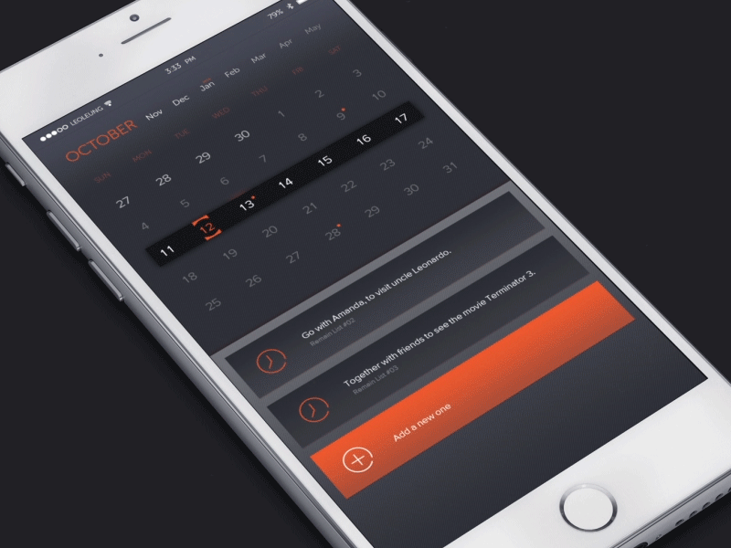 Animation - Calendar Events Concept animation app calendar concept event ui ux