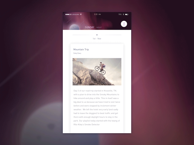 Diary Record Concept animation app concept diary interface record ui ux