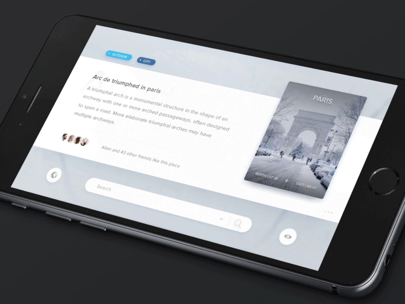 ToFind Landscape Mode - Concept app card chat comment concept dialogue map navigation social travel ui ux