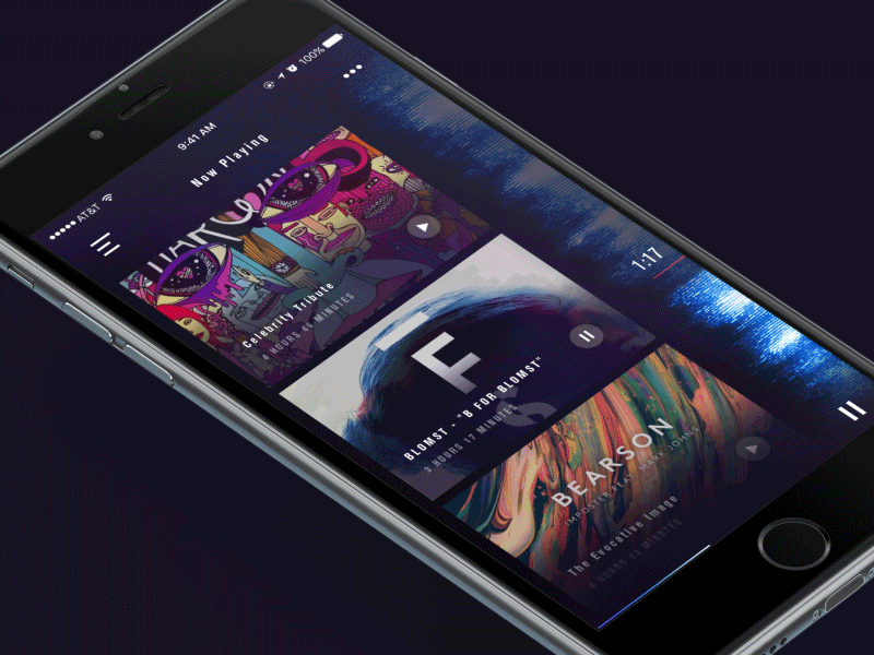 Music mini player animation app cards comment concept music player transition ui ux wave