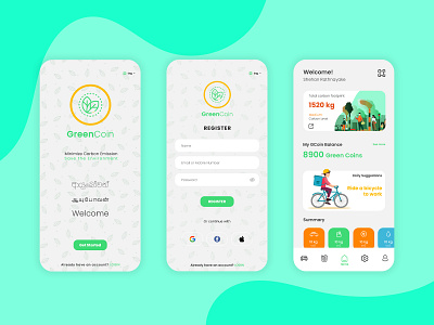 GreenCoin - Carbon Emission App UI app design graphic design logo ui ux