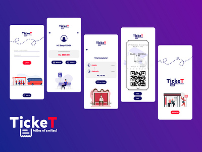 TickeT - Public Transport Ticket Application UI app branding bus design graphic design login logo profile splash ticket transport ui user ux