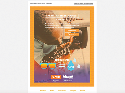 Spy + Thirst Eblast bright color design eblast email fun non profit orange pattern photography thirst project vector