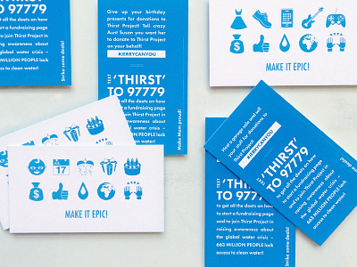 Make It Epic! Text Cards blue design emoji neon nonprofit pantone text card thirst project
