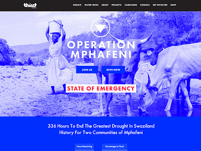Operation Mphafeni graphic design homepage hyper blue neon nonprofit web design