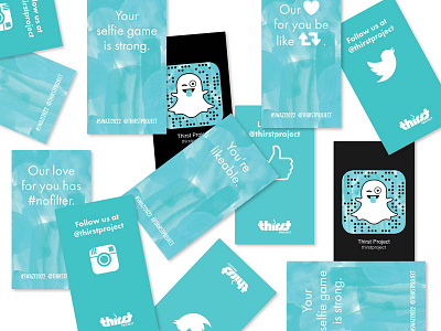 Social Media Cards cards nonprofit social media teal watercolor