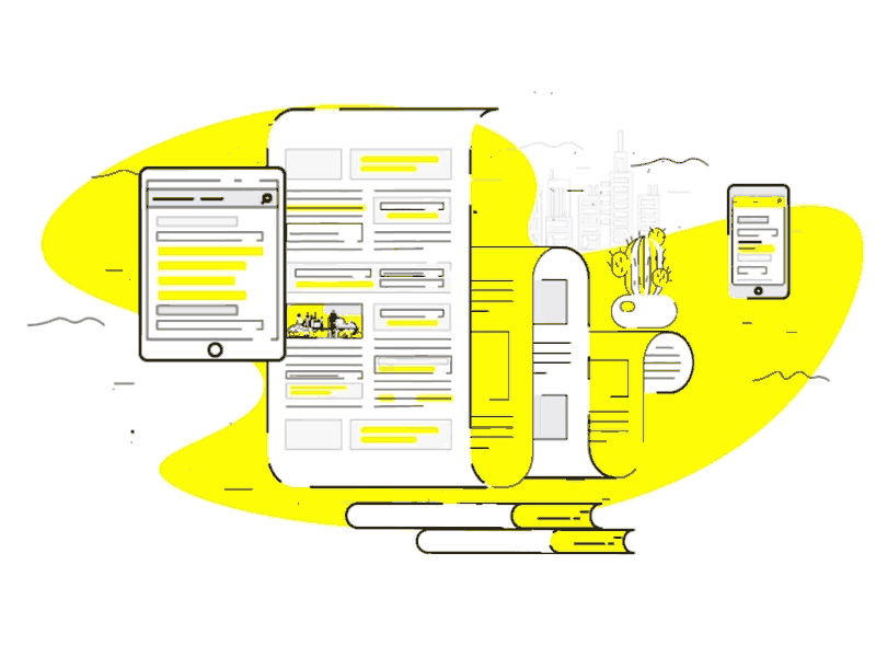 Responsive design. Illustration. branding icon illustration media minimal motion portfolio ui ux webdesign yellow