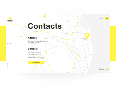 Geometric Website. Contacts. branding clean digital agency geometric minimal ui ux webdesign website webstudio yellow