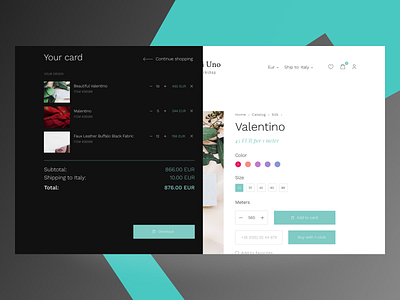 TessutiUno Card card checkout clean ecommerce minimal online shop popup shopping app store ui ux webdesign website