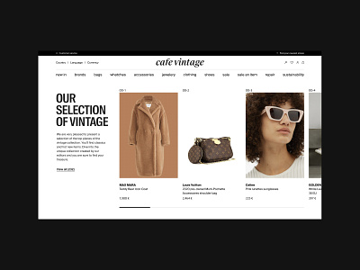 Resale platform | Cafe Vintage | Slider design typography ui ux