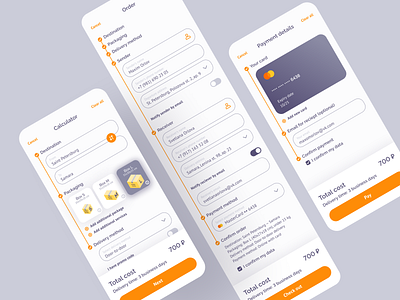 Korobochka — Mobile App UX/UI app application brand brand identity branding concept delivery delivery app interaction design interface logo logotype mobile app research ui user experience user interface ux uxui web design