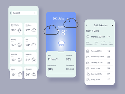 Weather APP app design illustration ui ux