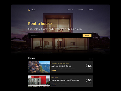 Rent a house clean design clean ui design home house minimal rent renting ui ui design uiux user experience user interface ux web webdesign website