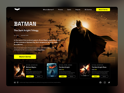 Batman - The Dark Knight Trilogy batman best shot clean design component dark design dribbble figma landing minimal movie netflix page popular popular shot ui uidesign uiux ux web