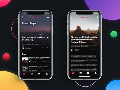 Blog app blog design ios mobile news post sketch ui ux