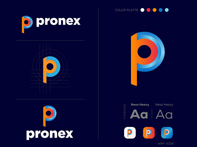 Pronex P Letter logo app branding creative logo grandient icon minimal modern logo p logo tranding logo typogaphy web