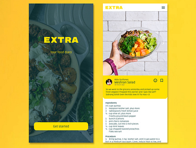 EXTRA food diary - app concept UI app branding design ui