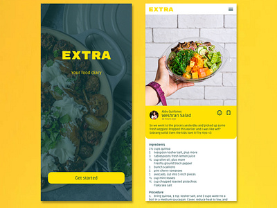 EXTRA food diary - app concept UI