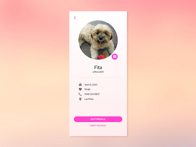 DAILY UI 006 - User Profile branding dailyui dailyui 006 dailyui006 pink user profile