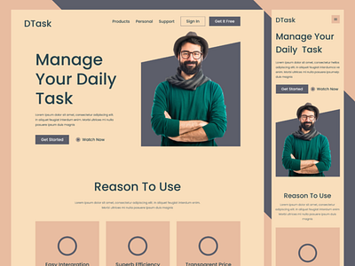 Daily task management website branding daily task web design graphic design illustration illustrator landing page logo minimal responsive task management trendy ui user interface ux uxui vector web website design