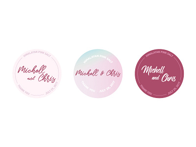 Wedding Favor Stickers circle label pink salt script sticker wedding