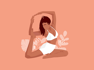 Illustration of yoga girl meditation