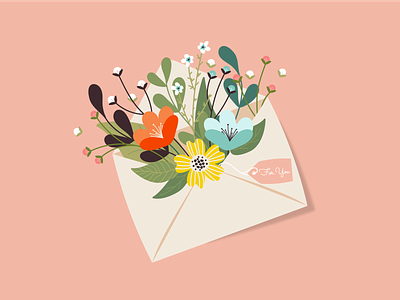 Flower composition bloom blossom bouquet composition cute design floral floristics flowers graphic design illustration letter nature petal plants postcard romance spring summer vector