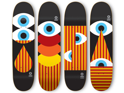 Visualize Board Series amigos black color eye illustration skateboard trippy vector