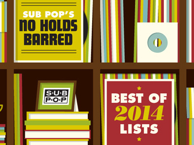Sub Pop Best of 2014 collection color illustration record records shelf vector
