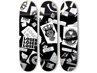 Sub Pop x Amigos Boards amigos bevel black custom type illustration paper records silver skateboard type vector