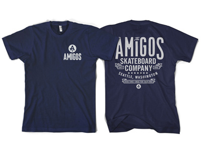 Good Times Tshirt amigos banner custom type navy skateboard tshirt type typography