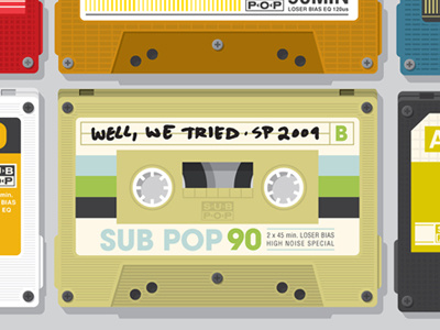 Sub Pop Cassettes cassette illustration seattle tape tapes vector