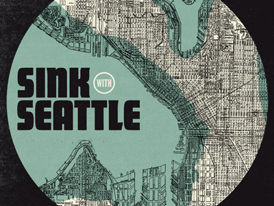 Sink with Seattle album illustration map music playlist seattle sink spotify sub pop vector