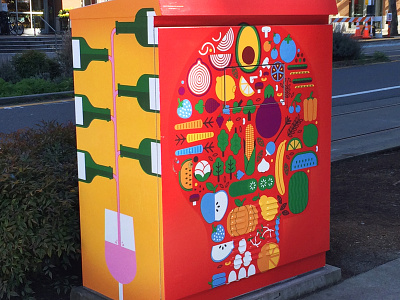 SLU Signal Box- Whole Foods food produce public art seattle signal box urban art vinyl wrap wine